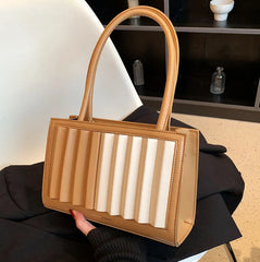 Women's PU Leather Pleated Shoulder Bag Small Tote Bag