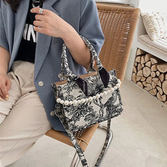 Embroidered Shoulder Bag for Women Canvas Tote