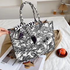 Embroidered Shoulder Bag for Women Canvas Tote