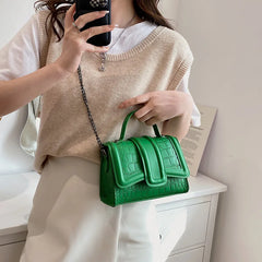 Stone Pattern Shoulder Messenger Bag for Women Small Flap Crossbody Bag