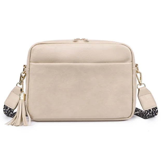 Leopard Crossbody Bag for Women Vegan Leather Shoulder Purse Zipped