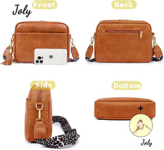 Leopard Crossbody Bag for Women Vegan Leather Shoulder Purse Zipped