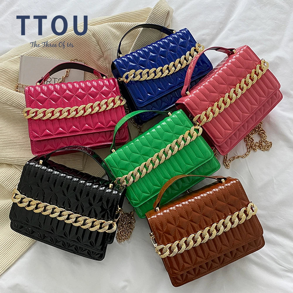 Women's Flap Shoulder Bag Small Leather Crossbody Metal Chain Clutch