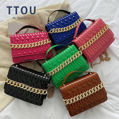 Women's Flap Shoulder Bag Small Leather Crossbody Metal Chain Clutch