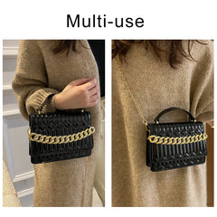 Women's Flap Shoulder Bag Small Leather Crossbody Metal Chain Clutch