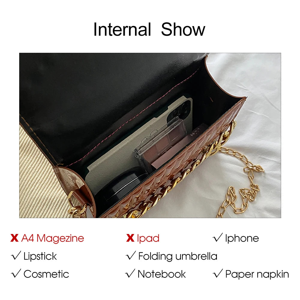 Women's Flap Shoulder Bag Small Leather Crossbody Metal Chain Clutch