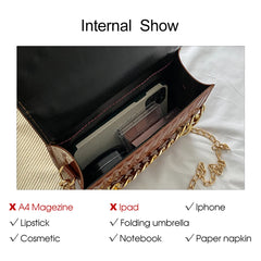 Women's Flap Shoulder Bag Small Leather Crossbody Metal Chain Clutch