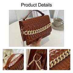 Women's Flap Shoulder Bag Small Leather Crossbody Metal Chain Clutch