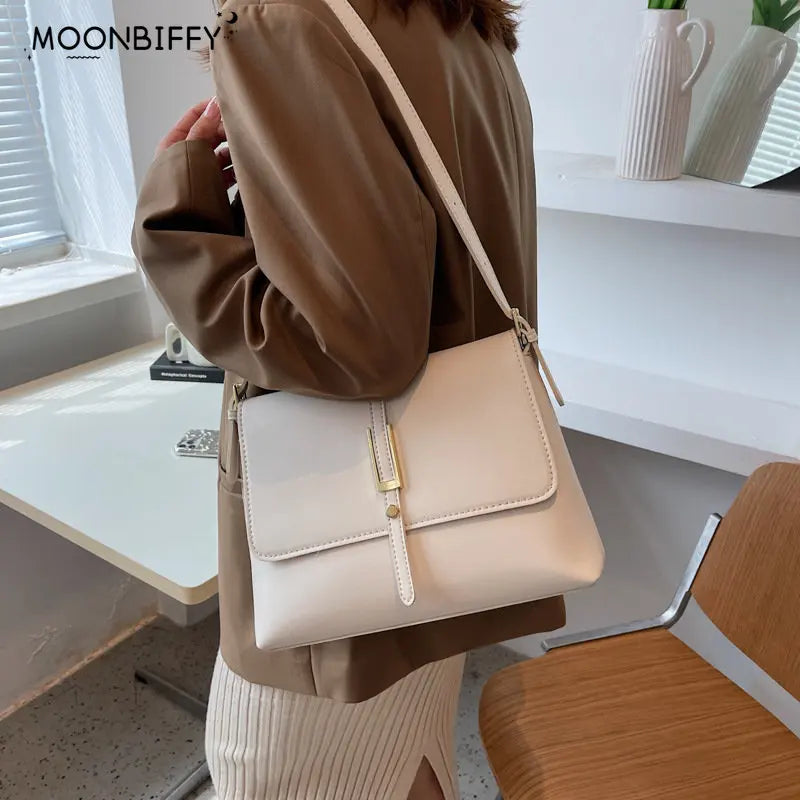 High Leather Crossbody Messenger Bag for Women Shoulder
