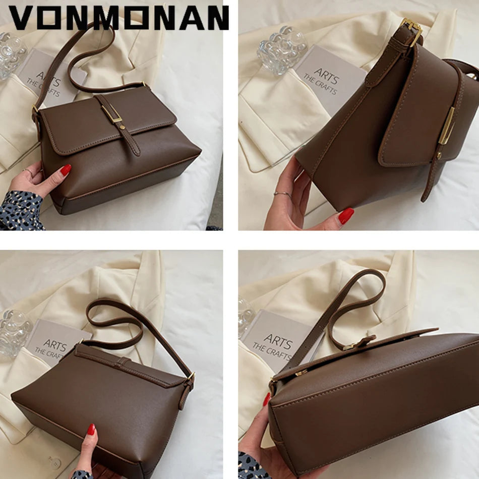 Leather Crossbody Messenger Bag Women Shoulder Bag