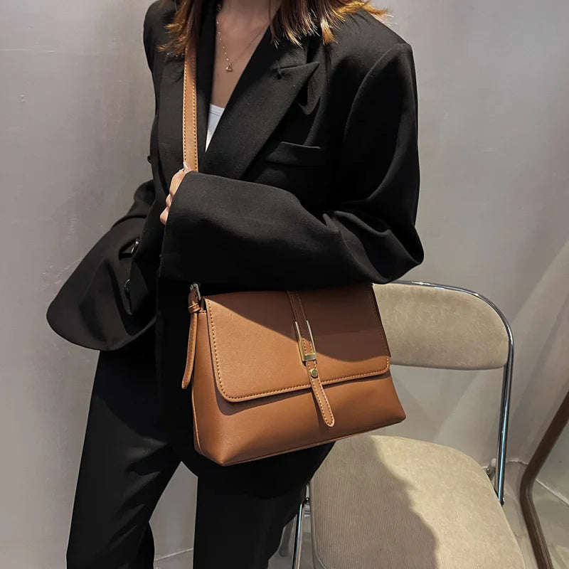 High Leather Crossbody Messenger Bag for Women Shoulder