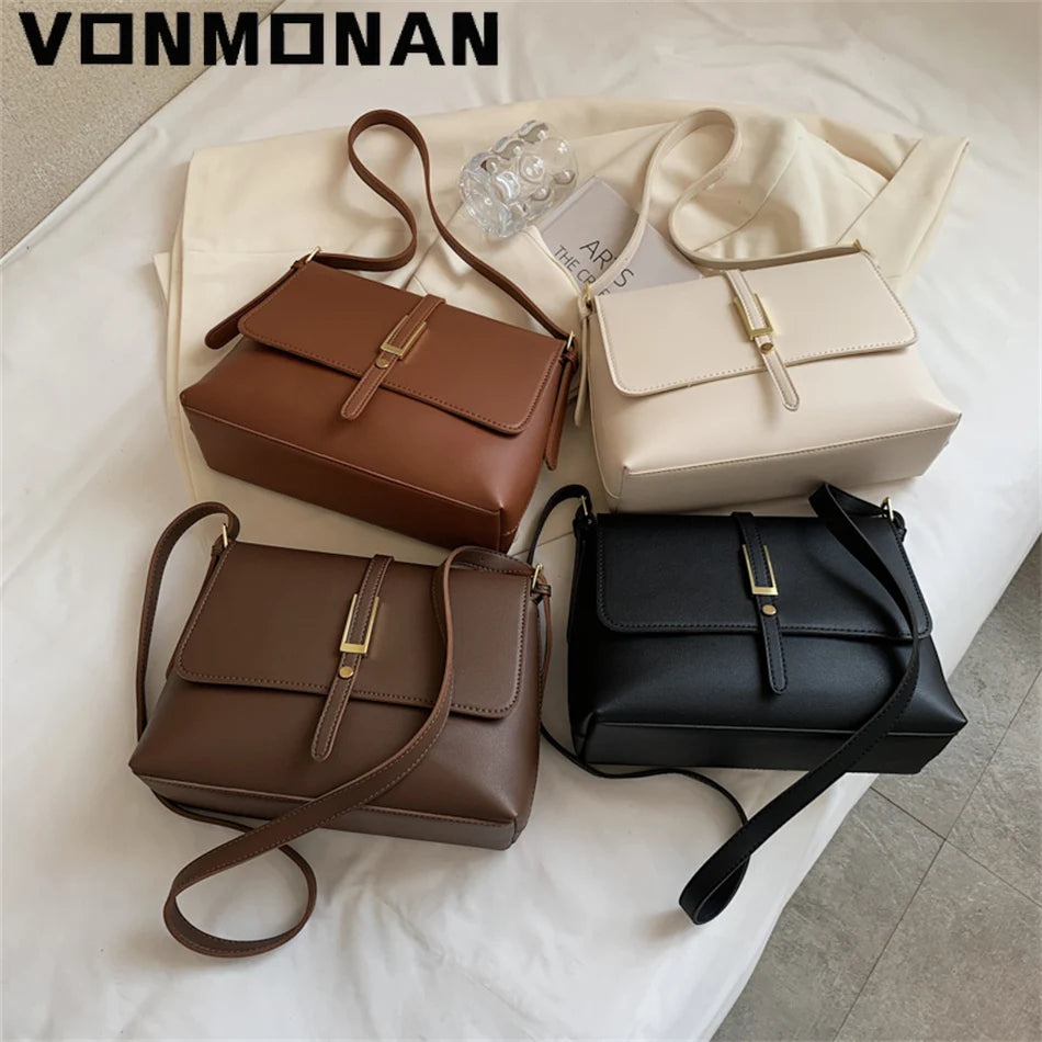 Leather Crossbody Messenger Bag Women Shoulder Bag