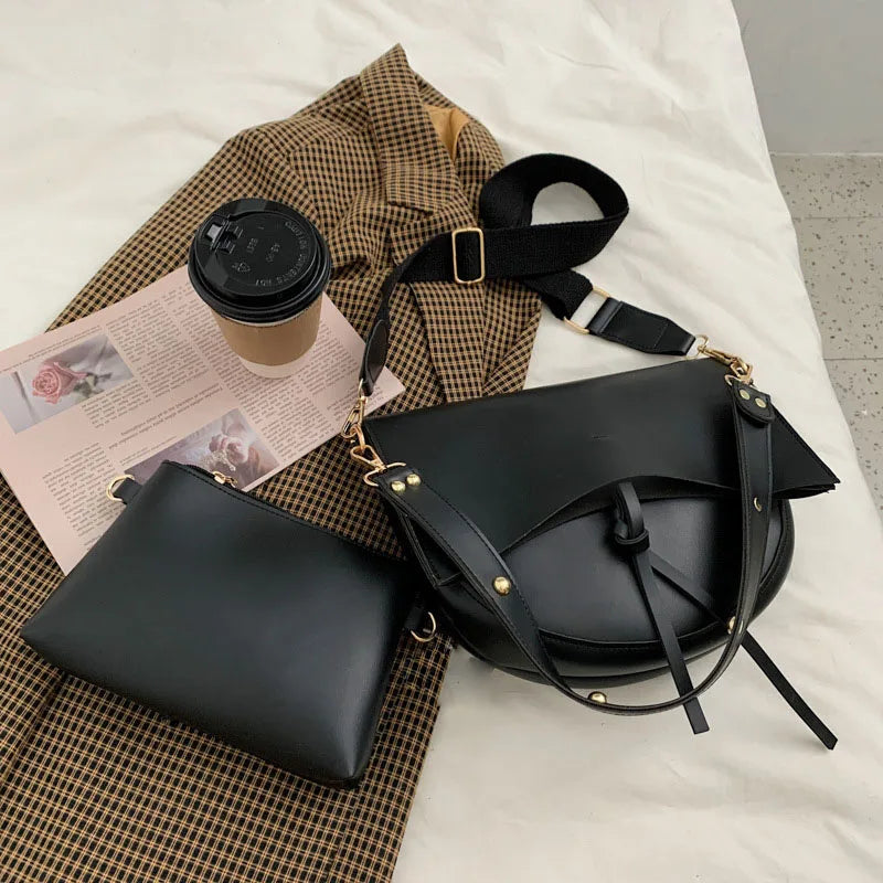 Retro PU Leather Shoulder Bag Women Crossbody Tote Travel Phone Purse
