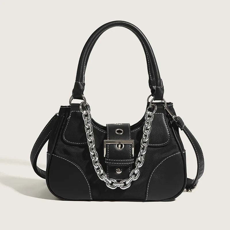 High Women's Leather Tote Shoulder Bag, Contrast Female Crossbody