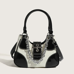 High Women's Leather Tote Shoulder Bag, Contrast Female Crossbody