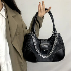 High Women's Leather Tote Shoulder Bag, Contrast Female Crossbody