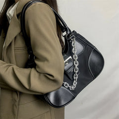High Women's Leather Tote Shoulder Bag, Contrast Female Crossbody