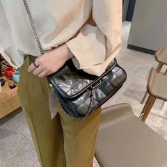 Vintage Shoulder Bag Chains Messenger Bags Soft PU Leather Flap Crossbody Pack F