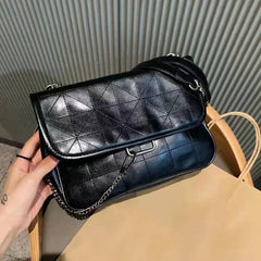 Vintage Shoulder Bag Chains Messenger Bags Soft PU Leather Flap Crossbody Pack F