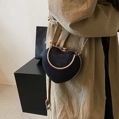Heart Shape Women's Evening Bag Clutch Chain Crossbody Handbag Purse