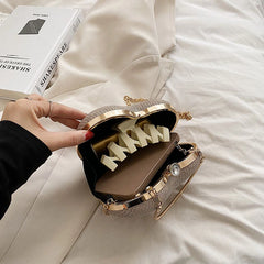 Heart Shape Women's Evening Bag Clutch Chain Crossbody Handbag Purse