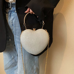 Heart Shape Women's Evening Bag Clutch Chain Crossbody Handbag Purse