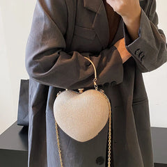 Heart Shape Women's Evening Bag Clutch Chain Crossbody Handbag Purse