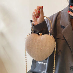 Heart Shape Women's Evening Bag Clutch Chain Crossbody Handbag Purse