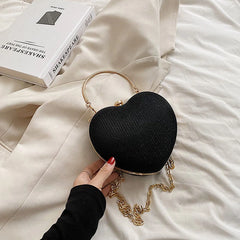 Heart Shape Women's Evening Bag Clutch Chain Crossbody Handbag Purse