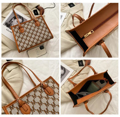 Striped Shopper Tote Shoulder Crossbody Bags for Office Women