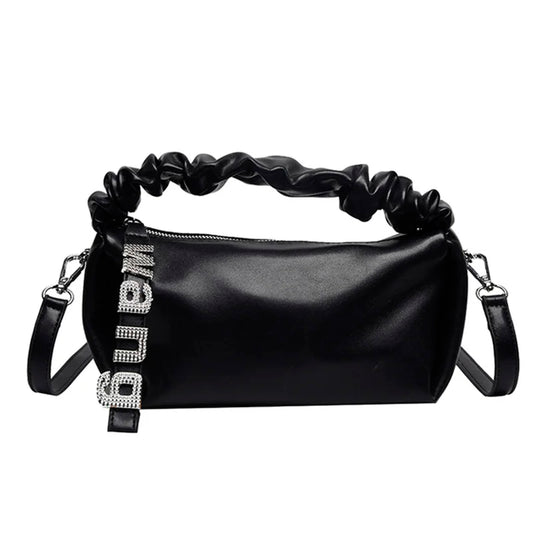Ladies Diamonds Handbags High Leather Solid Shoulder Crossbody Bags