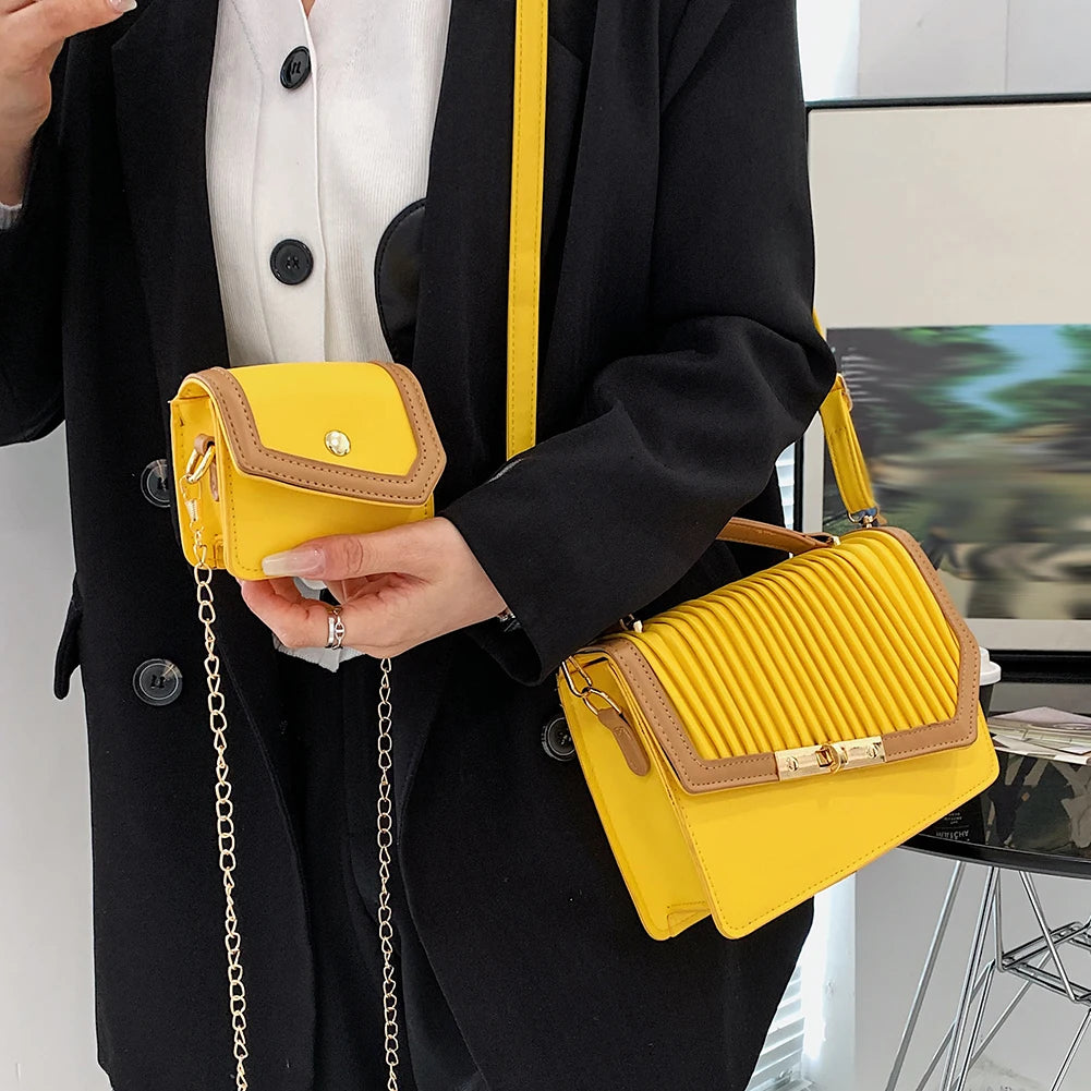 New Chain Crossbody Bags For Women 2pcs Shopping Shoulder Bag Female Purse