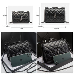 Leather Chain Crossbody Messenger Bag for Women