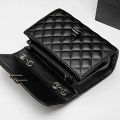 Leather Chain Crossbody Messenger Bag for Women