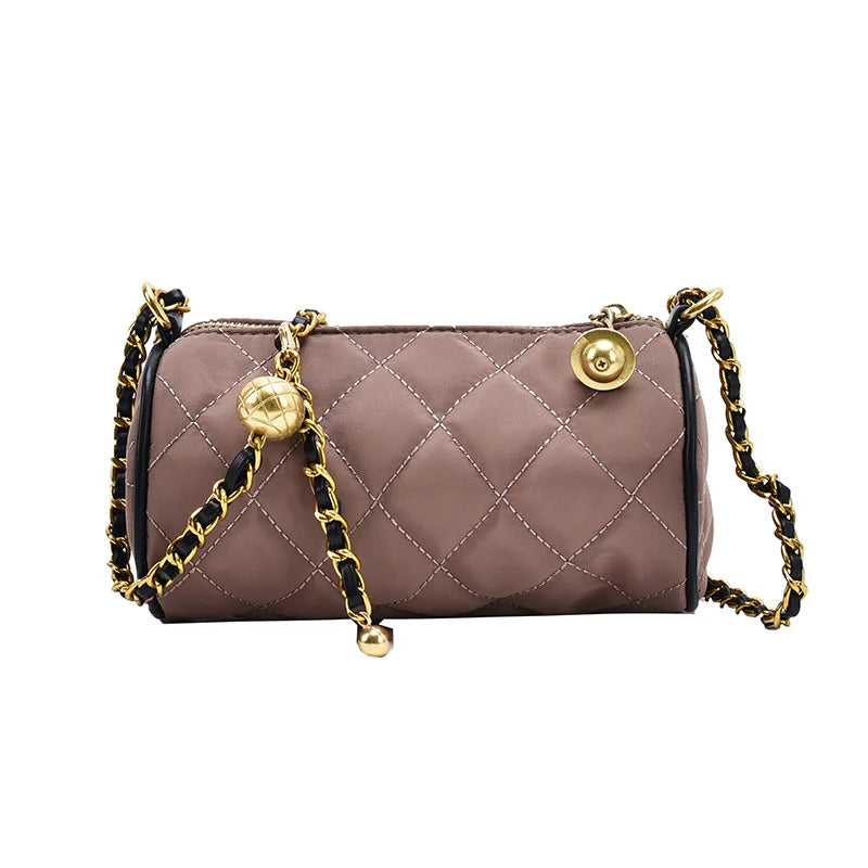 Mini Shoulder Bags High Nylon Chains Women Messenger Bags Cylindrical Crossbody