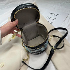 PU & Diamond Women's Crossbody Bucket Bag