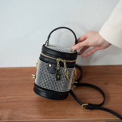 PU & Diamond Women's Crossbody Bucket Bag
