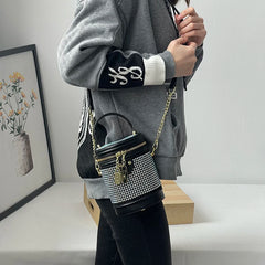PU & Diamond Women's Crossbody Bucket Bag