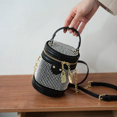 PU & Diamond Women's Crossbody Bucket Bag