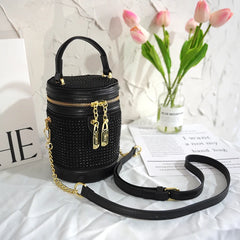 PU & Diamond Women's Crossbody Bucket Bag