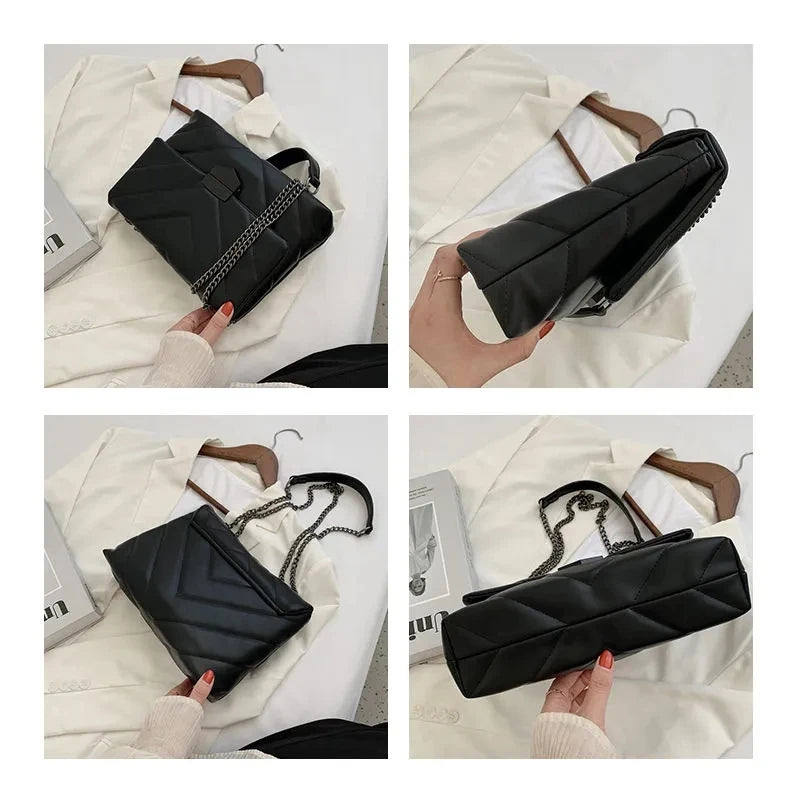 V Letter Crossbody Bags for Women Chain Shoulder Handbags