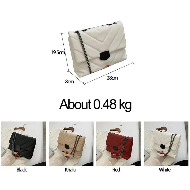 V Letter Crossbody Bags for Women Chain Shoulder Handbags