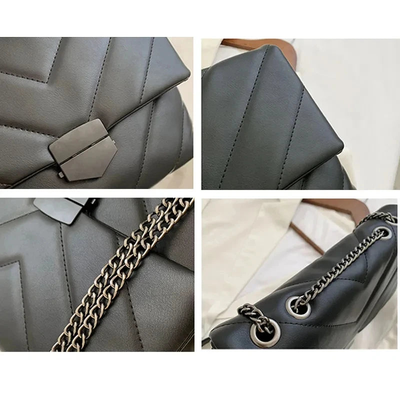 V Letter Crossbody Bags for Women Chain Shoulder Handbags