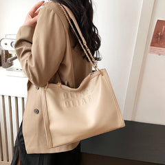 Women's Chain Crossbody Bag Flap Tote Winter PU Leather Handbag
