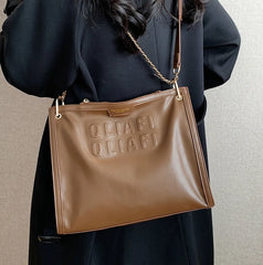 Women's Chain Crossbody Bag Flap Tote Winter PU Leather Handbag