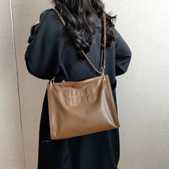 Women's Chain Crossbody Bag Flap Tote Winter PU Leather Handbag