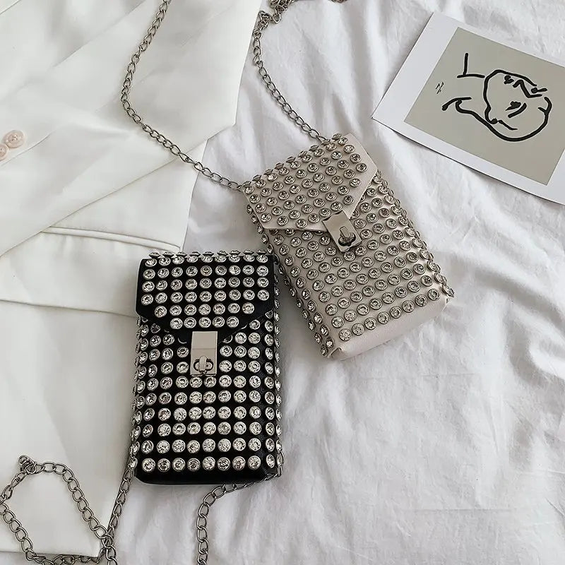 Phone Waist Bag Crossbody Diamond Small Side Bags for Ladies