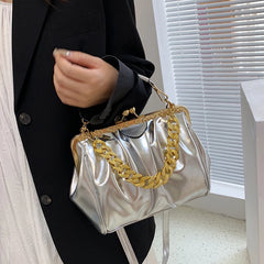 Women Shoulder Bag Tote PU Leather Crossbody Bag Small Thick Chain