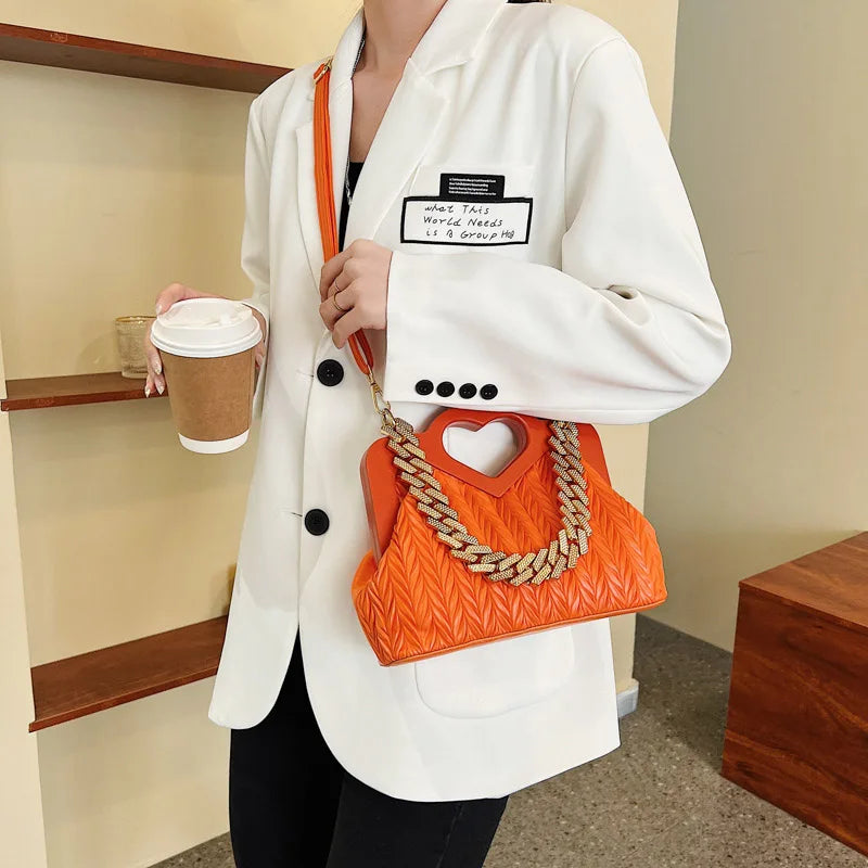 Green PU Leather Shoulder Bag for Women