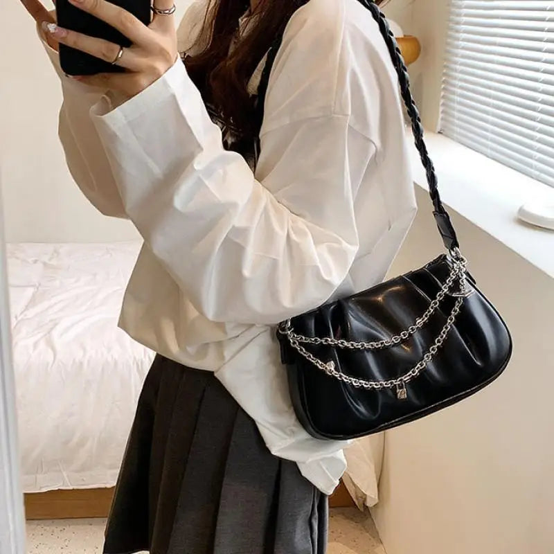Summer Chain Crossbody Bag Solid Small Flap Women's Handbag